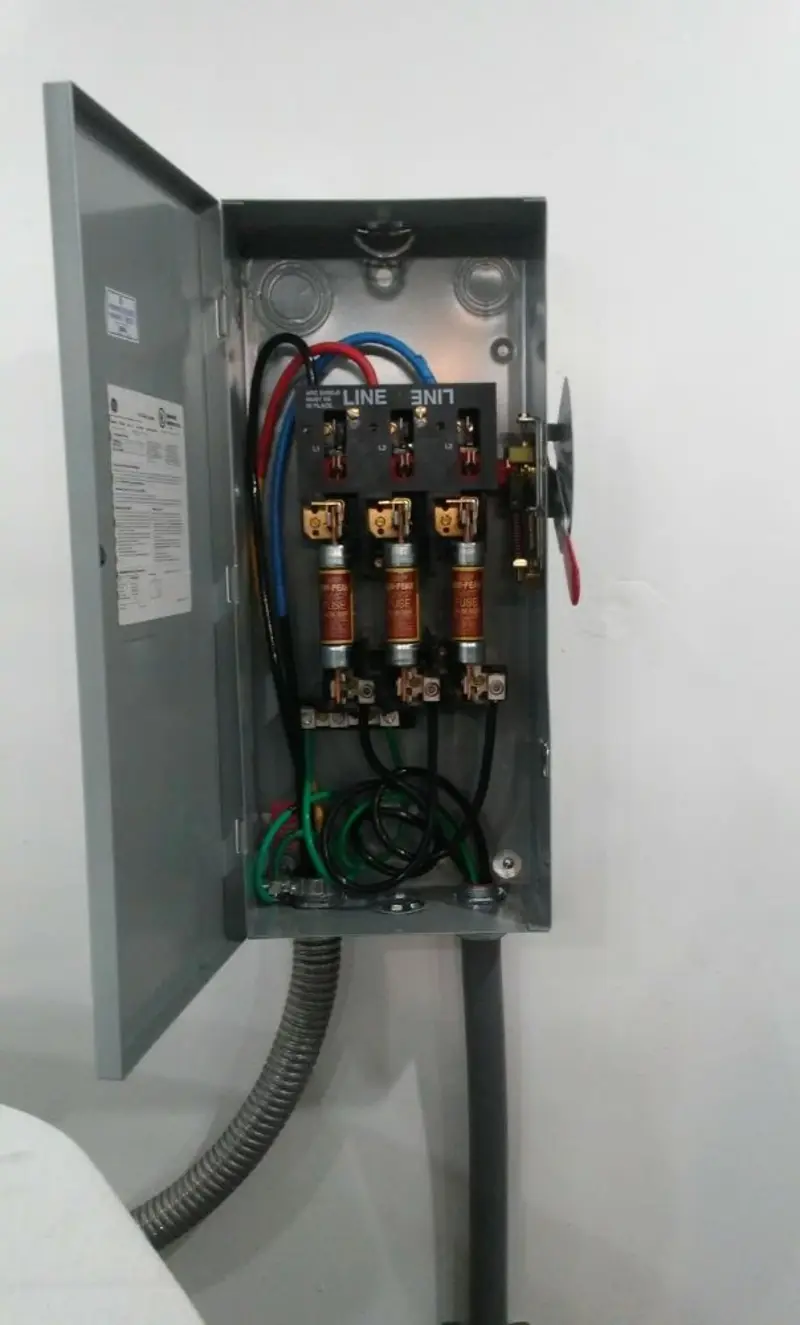Three-phase disconnect switch installed for Electrical Wiring & Rewiring in Salina